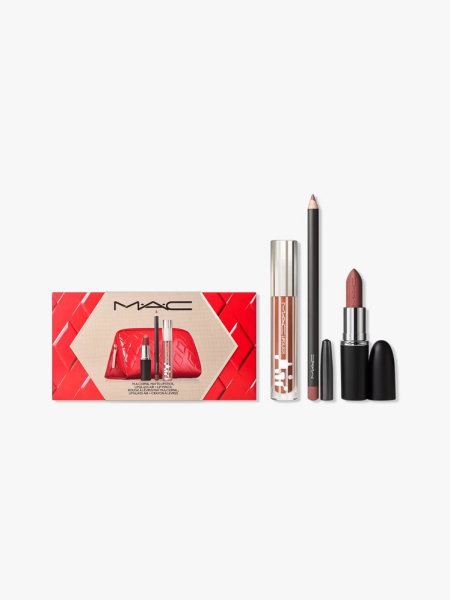 MAC Trending Tomorrow Lip Trio in Whirl in branded components on a light gray background