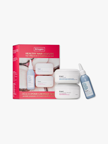 Briogeo Healthy Hair Delights Gift Set in branded component on a light gray background